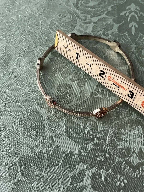 Duo Bangle Set In Rose Gold-Tone With Rhinestones - Picture 4 of 7